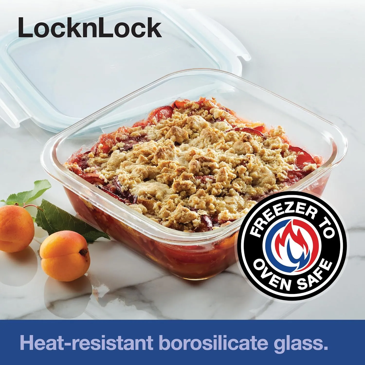 LocknLock Purely Better Glass Square Baker/Food Storage Container with Lid, 8 Inch x 8 Inch, Clear