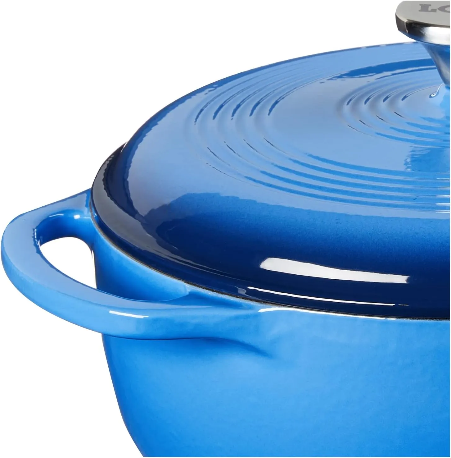 Lodge 4.5 Quart Enameled Cast Iron Dutch Oven with Lid – Dual Handles – Oven Safe up to 500° F or on Stovetop - Use to Marinate, Cook, Bake, Refrigerate and Serve – Caribbean Blue