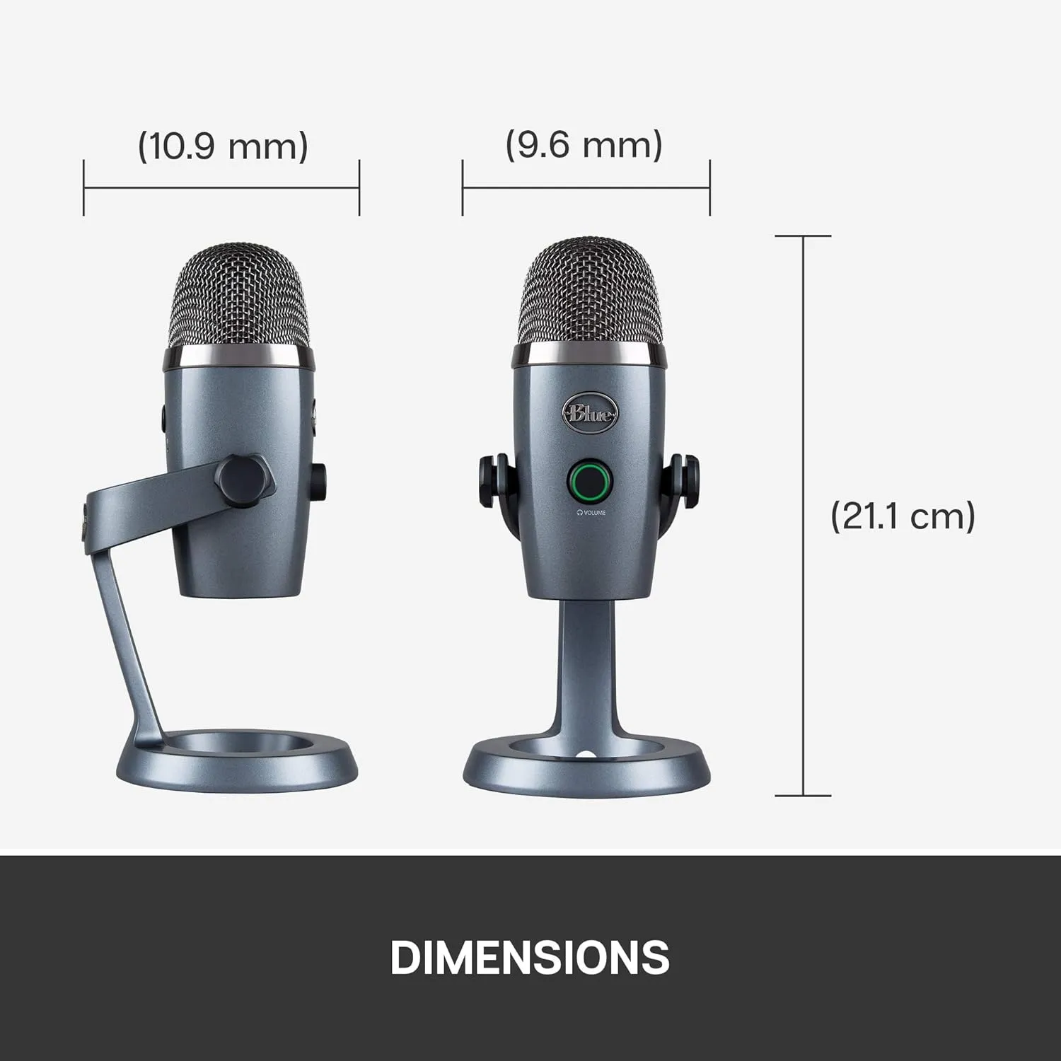 Logitech for Creators Blue Yeti Nano USB Microphone for Gaming, Streaming, Podcasting,Twitch, YouTube, Discord, Recording for PC and Mac, Plug & Play - Shadow Grey