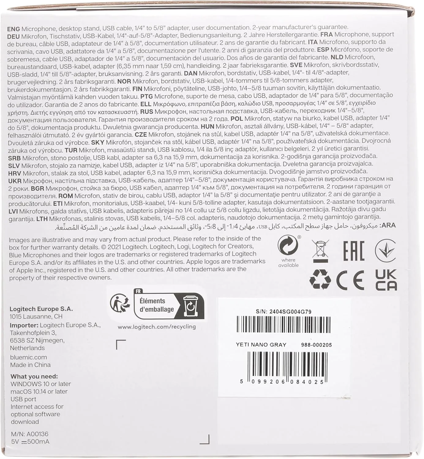 Logitech for Creators Blue Yeti Nano USB Microphone for Gaming, Streaming, Podcasting,Twitch, YouTube, Discord, Recording for PC and Mac, Plug & Play - Shadow Grey