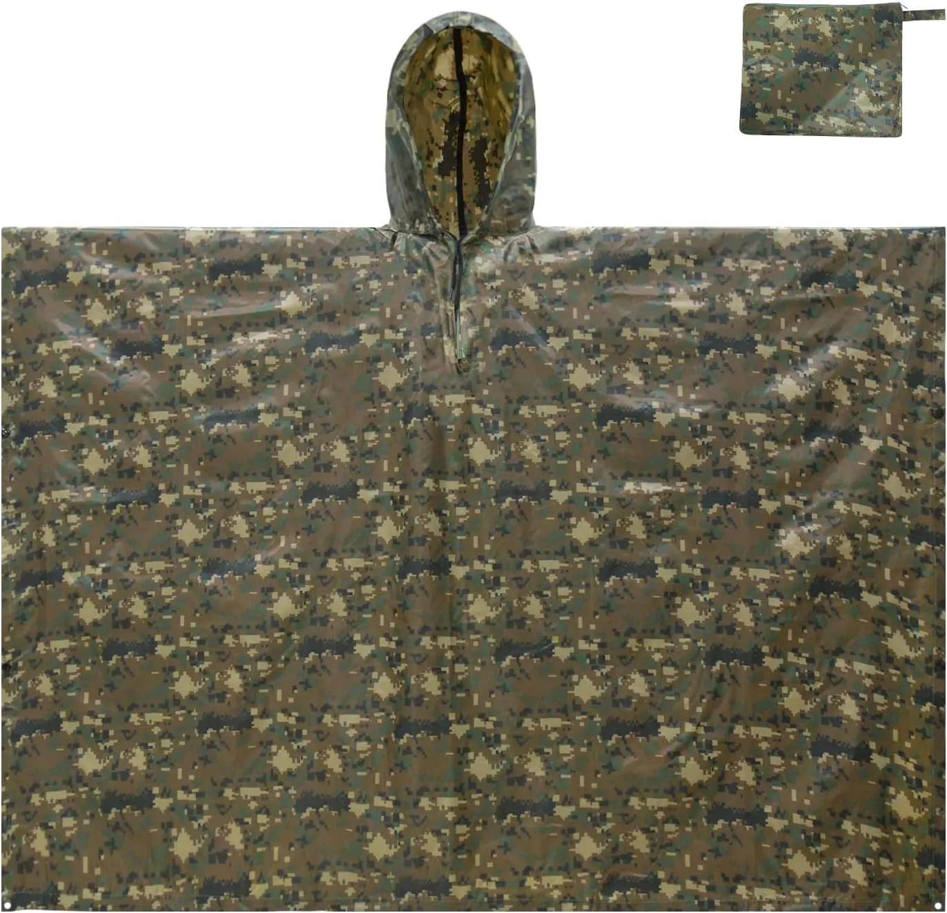 LOOGU Camo Rain Poncho with Hood Waterproof Lightweight Raincoat Rain Gear Men Women Outdoor Camping Hunting Hiking Fishing
