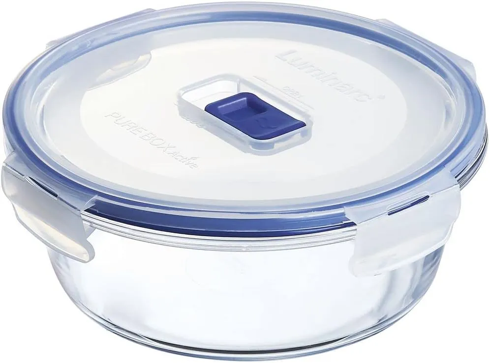 Luminarc Pure Box Active Glass Food Storage Container with Sliding Vent Lid (Round 920ML)