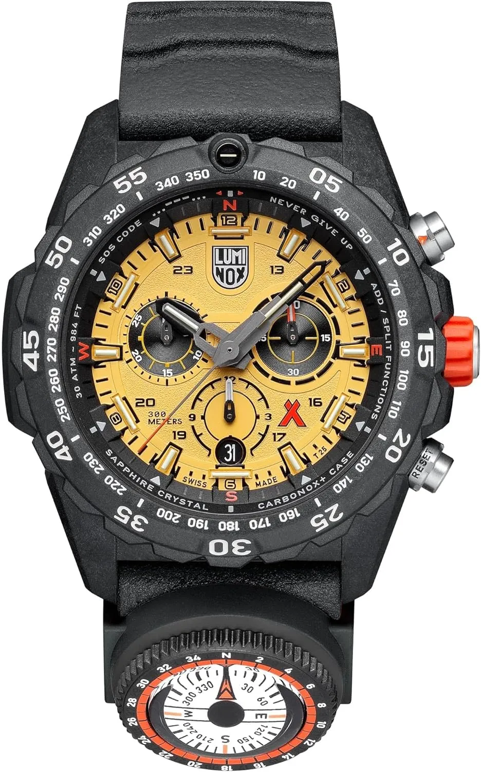 Luminix - Bear Grylls Survival Outdoor Watch XB.3745 – 45mm Chronograph, Compass, CARBONOX™  Case, Sapphire Crystal, 300M Water Resistant, Swiss Made, Luminous Dial, Eco-Friendly Design
