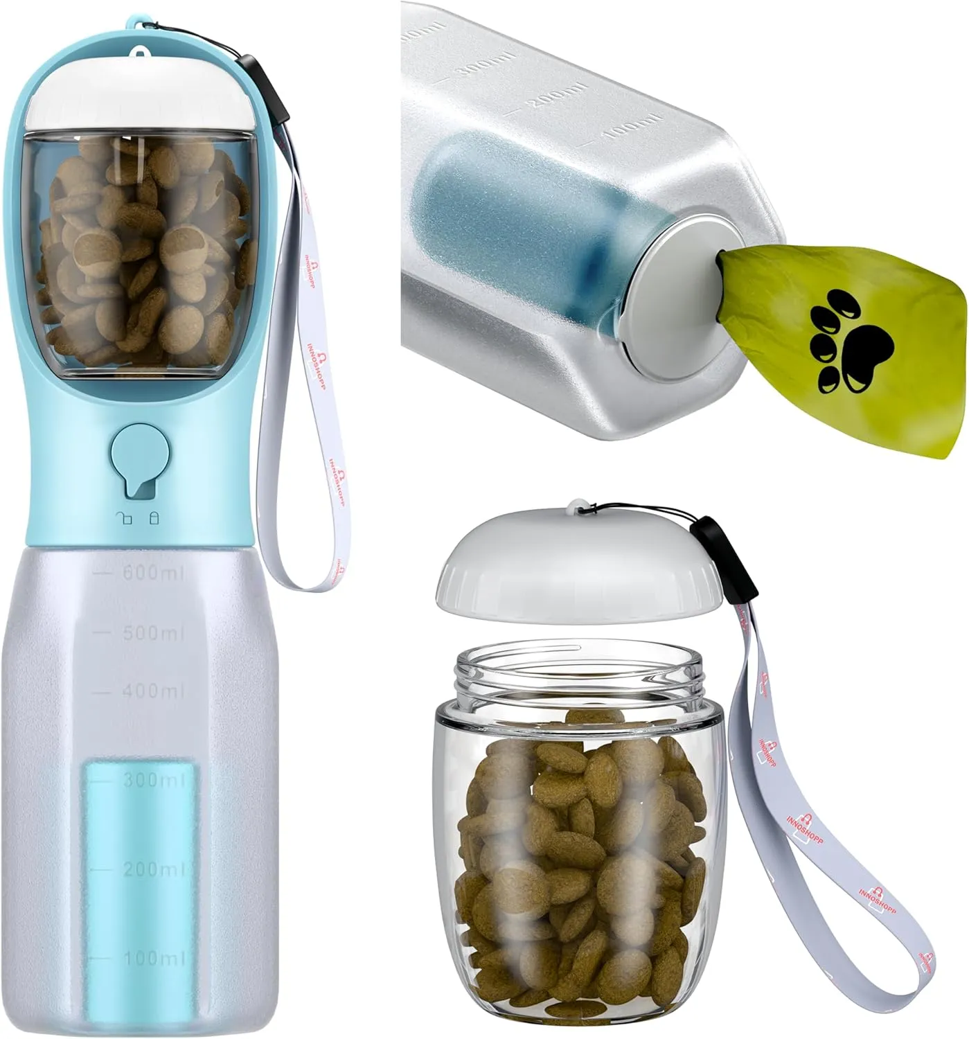 Luxora Dog Water Bottle With Food Container For Pets