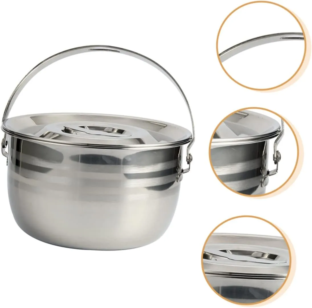 Luxshiny 1pc Non-stick Thicken Camping Stew Pot Home Kitchen Cookware Easy to Use