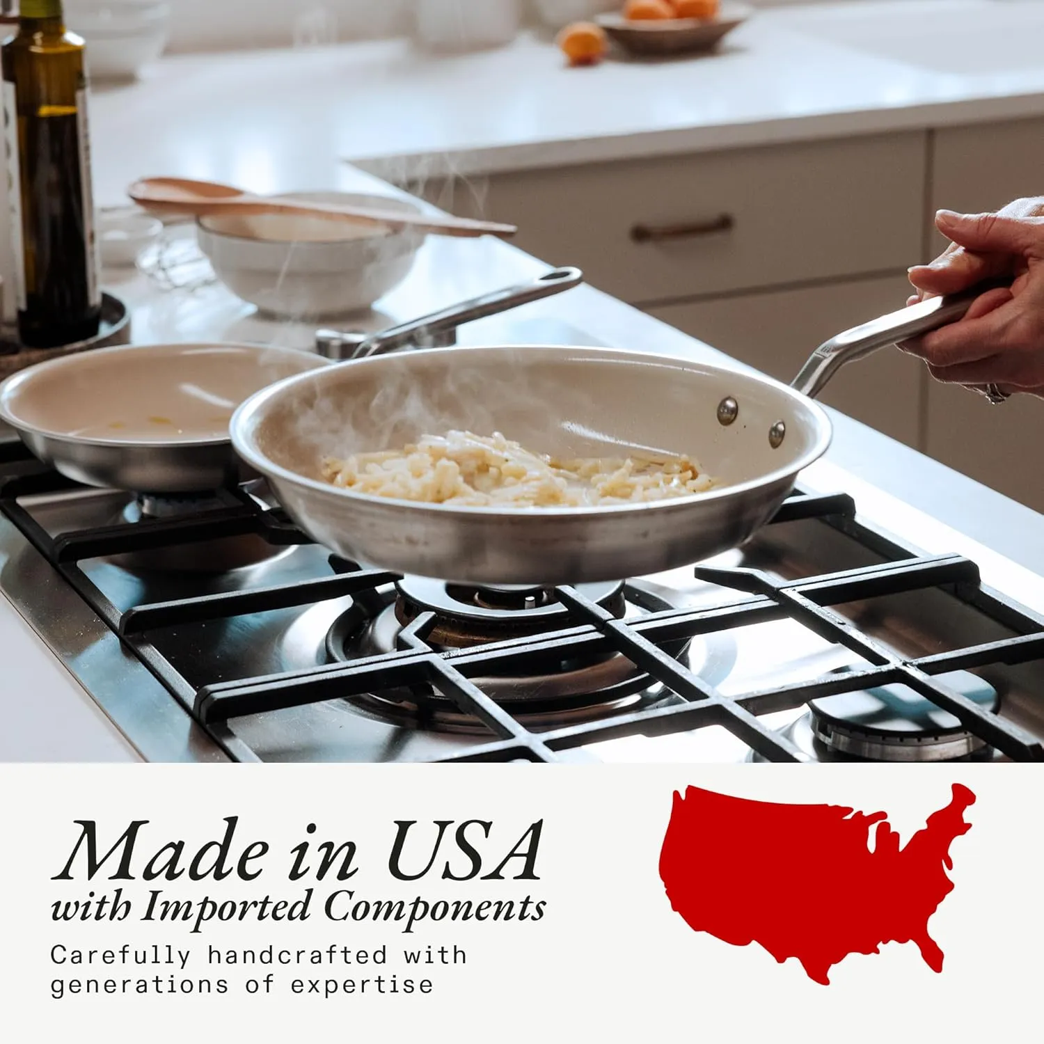 Made In Cookware - 12" CeramiClad Non Stick Frying Pan (Stainless Handle) - 5-Ply Stainless Clad with Stay-Cool Handle - Professional Cookware