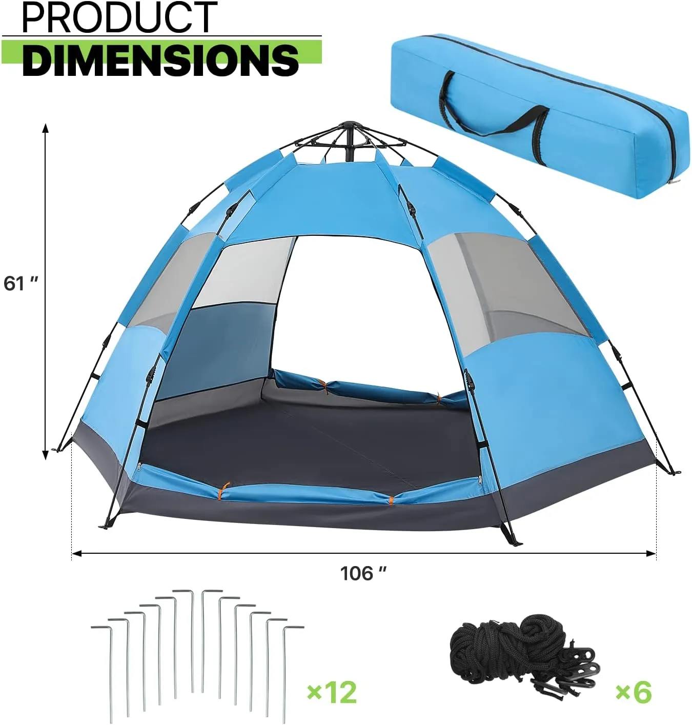 Magshion 2 Person Camping Tent with Carrying Bag Lightweight Weatherproof Backpacking Blue Outdoor Tent for Backpacking Hiking or Beach by Wakeman Outdoors
