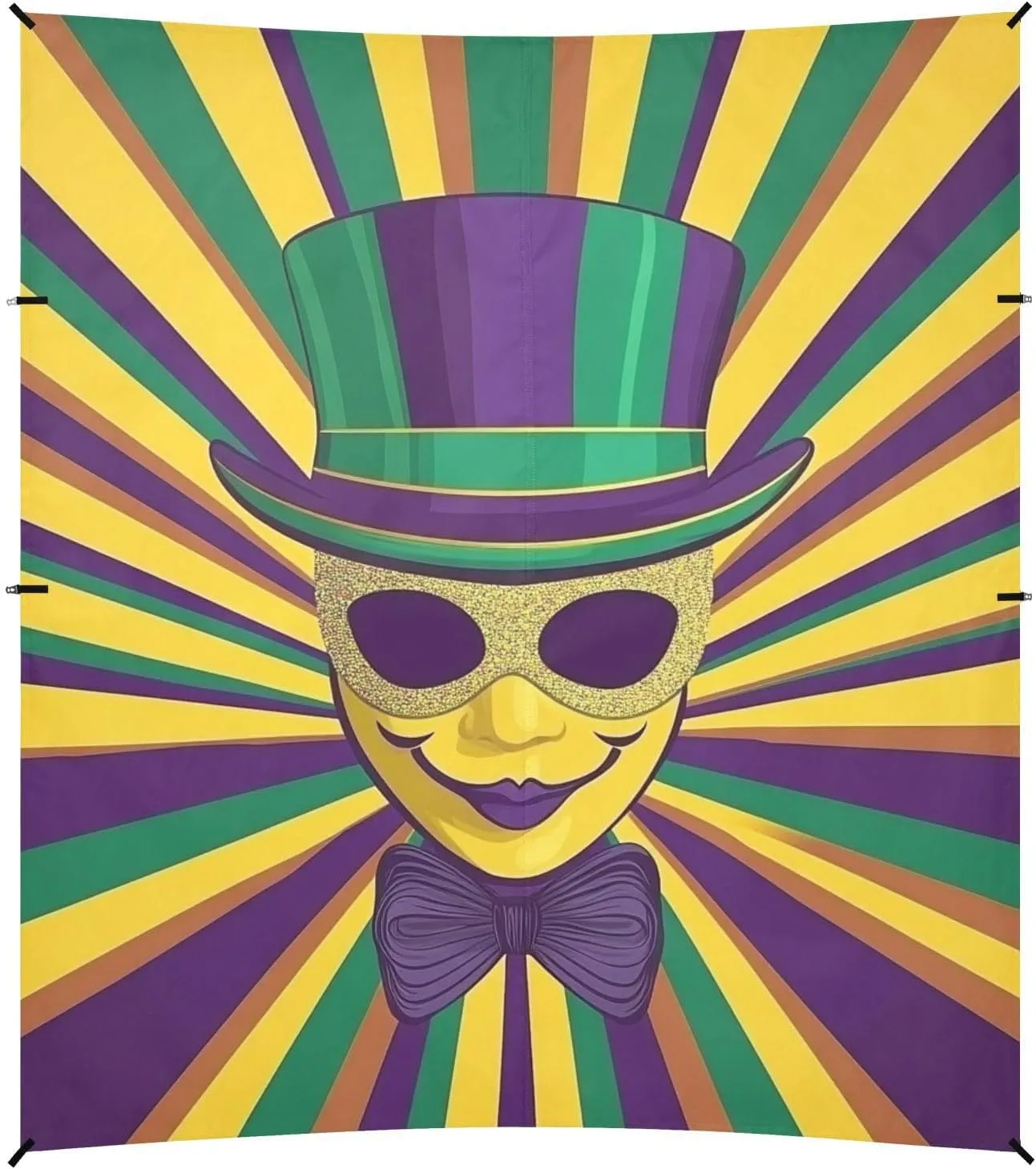 Mardi Gras Carnival Tie Masks Hats Beach Cabana Tent UPF50  Protection Easy Setup Large Sun Shade with Carrying Bag for Family Trips, Picnics & Camping