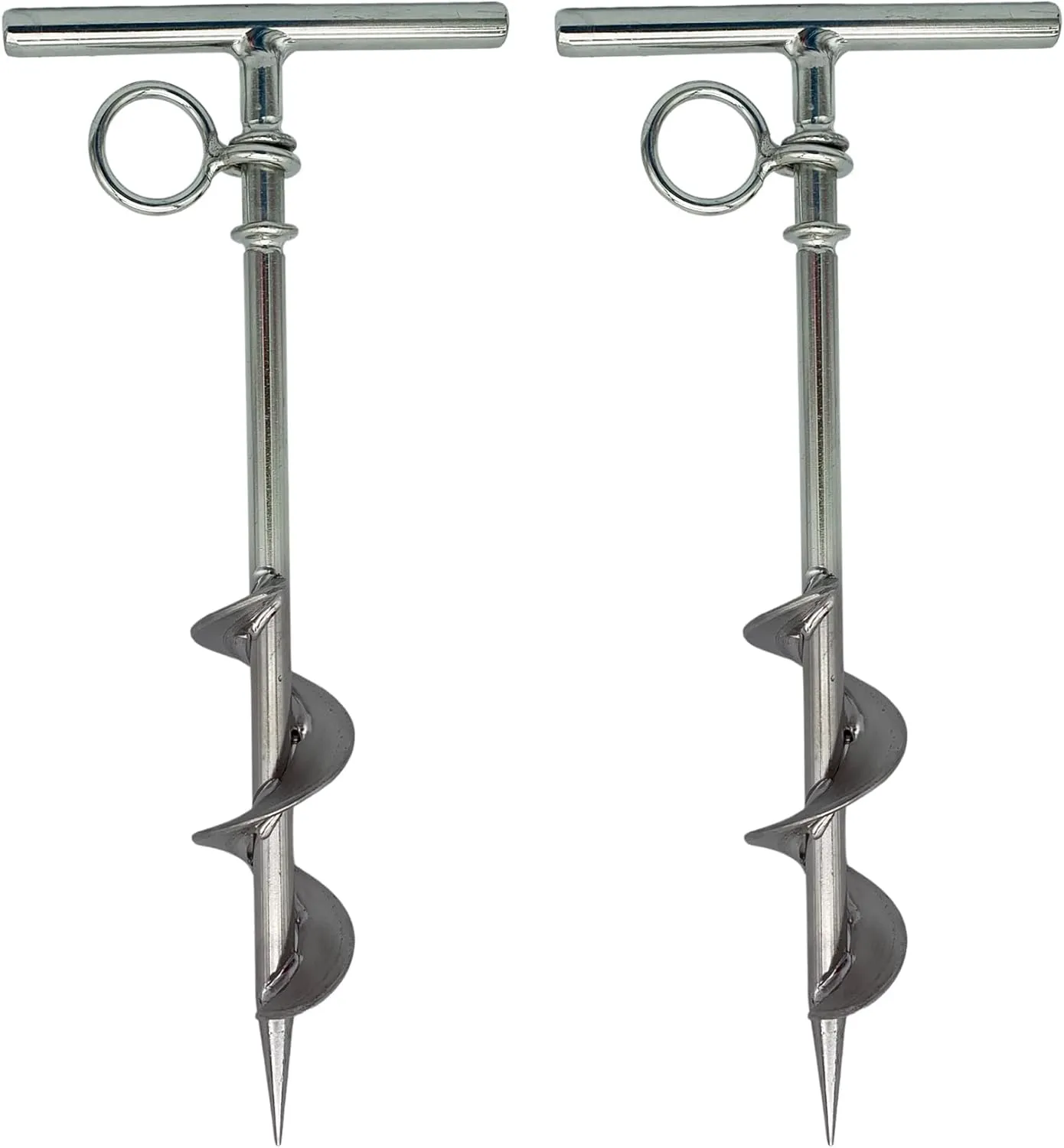 MARINE CITY Spiral Ground Anchor with O-Ring – 304 Stainless Steel 4-1/2 x 10-5/8 Inches, Ideal for Boat Mooring, Camping Tents, Puppy Tie-Out Stakes, Backyards, Marines, Yachts (1)