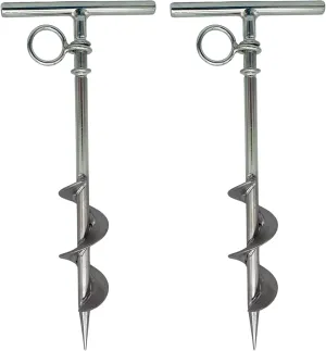MARINE CITY Spiral Ground Anchor with O-Ring – 304 Stainless Steel 4-1/2 x 10-5/8 Inches, Ideal for Boat Mooring, Camping Tents, Puppy Tie-Out Stakes, Backyards, Marines, Yachts (1)