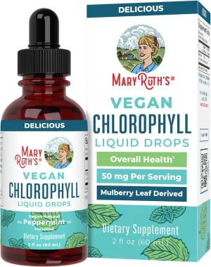 MaryRuth's Chlorophyll Liquid Drops | Clean Label Project Certified® | Vegan | Non-Diluted Liquid Chlorophyll| Mulberry Derived Supplement for Ages 14  | Non-GMO | Delicious Minty Flavor | 2 Fl Oz