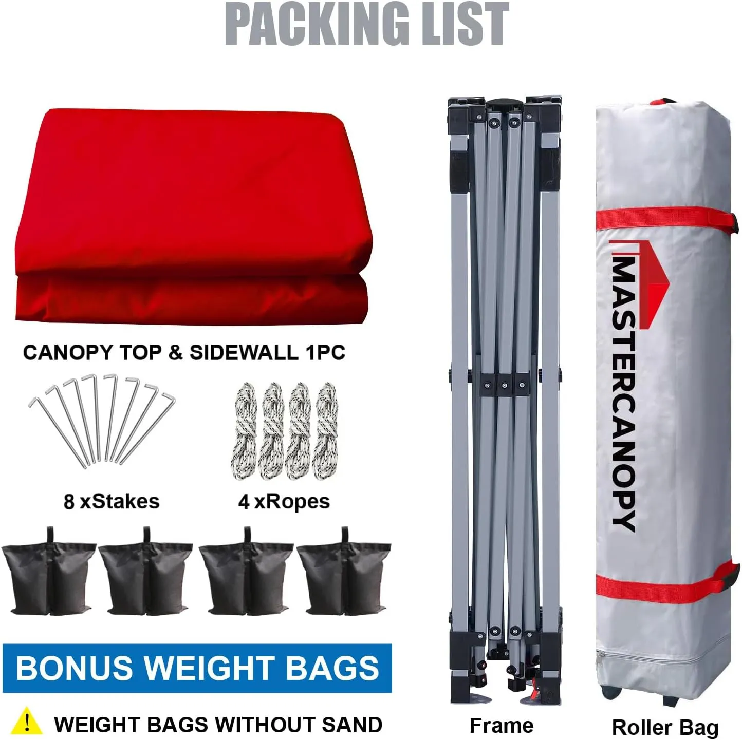 MASTERCANOPY Durable Pop-up Canopy Tent with 1 Sidewall (10'x10', Red)