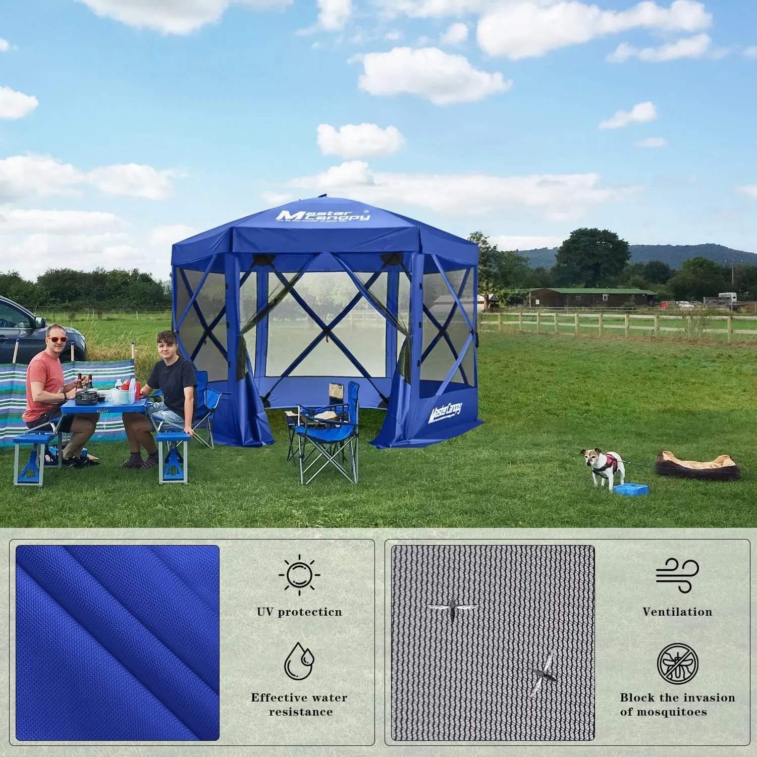 MASTERCANOPY Escape Shelter Screen House Outdoor Camping Tent for 6 Sides Canopy(10x10, Blue)