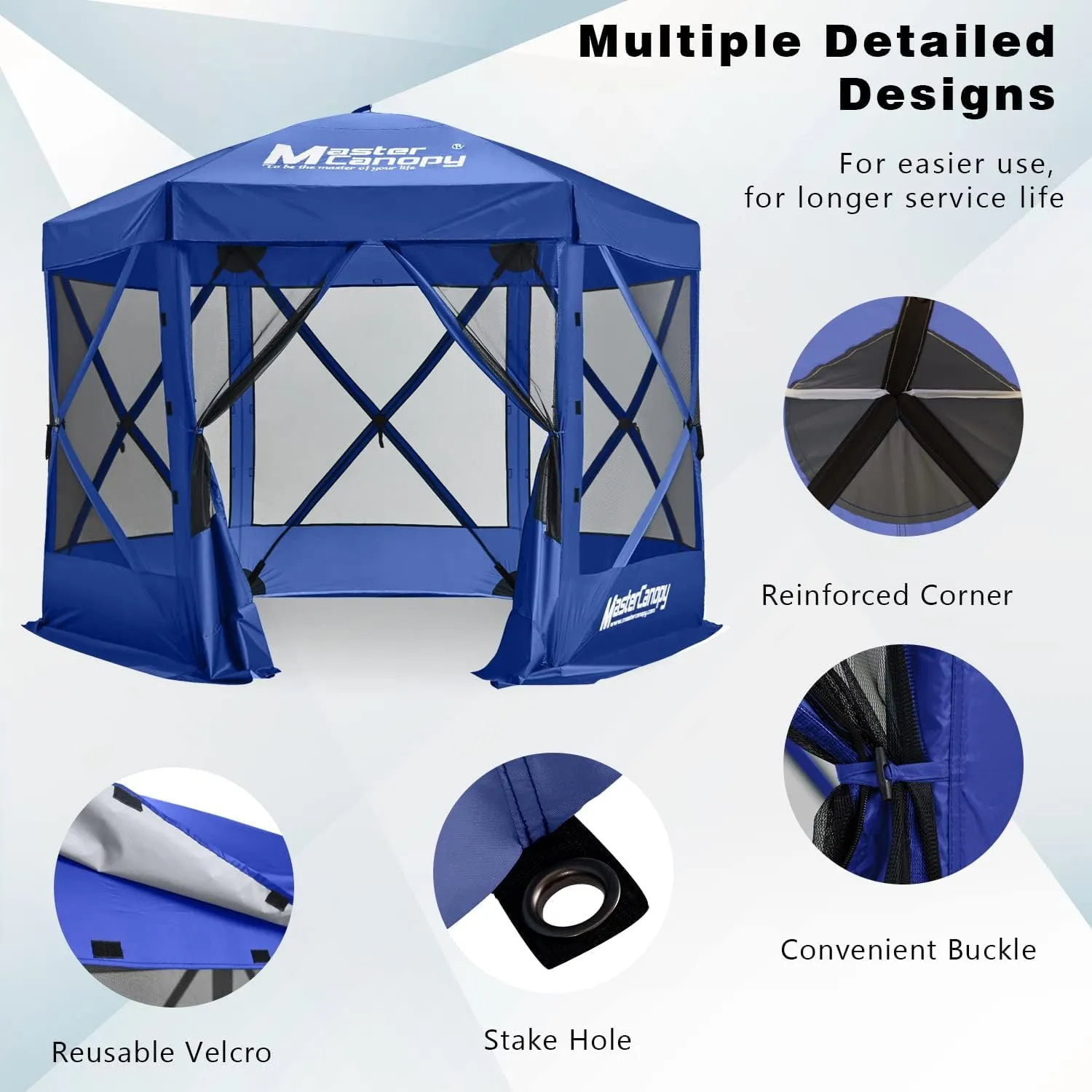 MASTERCANOPY Escape Shelter Screen House Outdoor Camping Tent for 6 Sides Canopy(10x10, Blue)