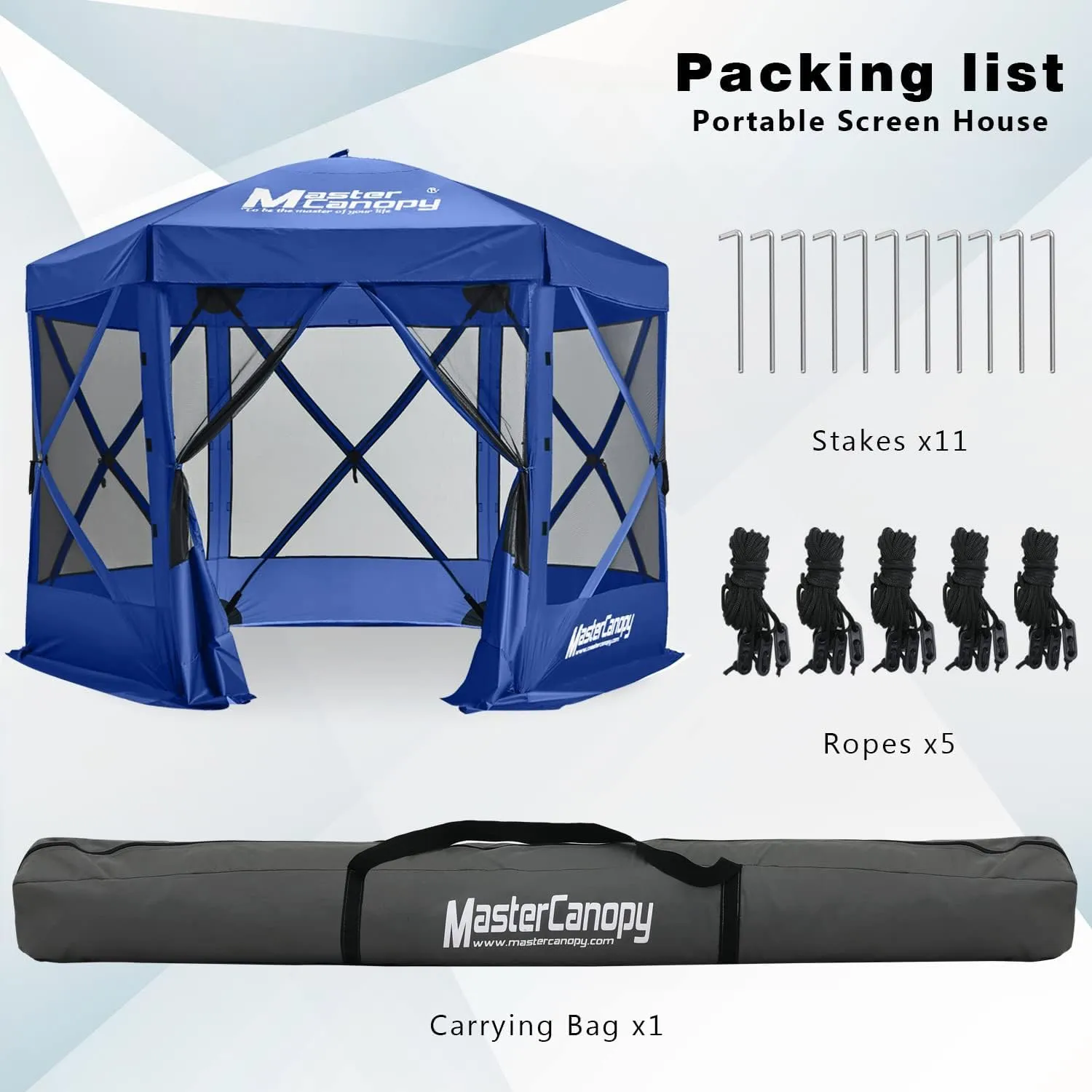 MASTERCANOPY Escape Shelter Screen House Outdoor Camping Tent for 6 Sides Canopy(10x10, Blue)