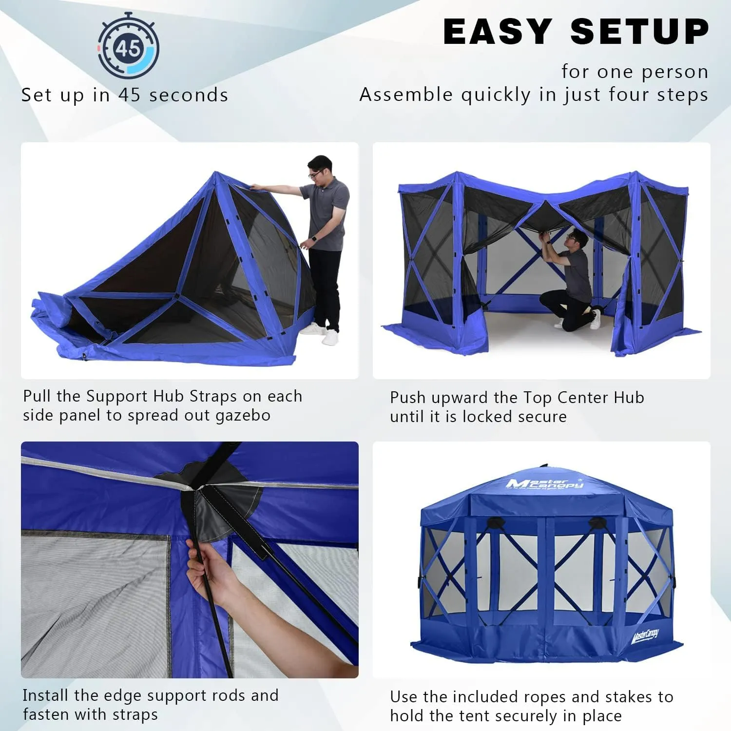 MASTERCANOPY Escape Shelter Screen House Outdoor Camping Tent for 6 Sides Canopy(10x10, Blue)