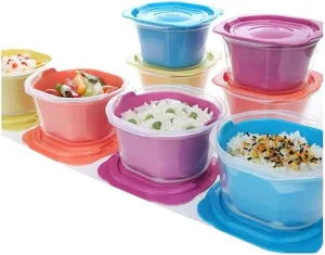 MATCOOK BPA Free Double Steam Space Freezer Microwave Food Rice Container Set of 8 (460ml / 15.6oz) Good for Gift