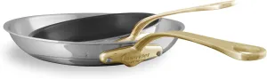 Mauviel M'Cook B 5-Ply Polished Stainless Steel 2-Piece Frying Pan Set With Brass Handles, Made In France