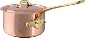 Mauviel M'Heritage 150 B 1.5mm Polished Copper & Stainless Steel Sauce Pan With Lid, And Brass Handles, 0.9-qt, Made in France