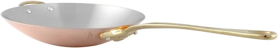 Mauviel M'Heritage 150 B 1.5mm Polished Copper & Stainless Steel Wok/Stir Frying Pan With Brass Handle, 11.8-in, Made in France