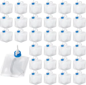 Maxdot 30 Pcs 1.3 Gallon Collapsible Water Storage Container with Spigot Camping Water Storage Carrier Portable Folding Water Cube Water Tank Emergency Water Storage for Outdoors Hiking Survival Kit
