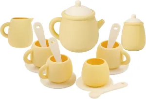 MCGMITT Toy Tea Set, Silicone Tea Party Set for Little Girls Boys, 15 Pcs BPA Free Dishwasher Safe Pretend Tea Set for Toddlers Kids Age 3-6, Non Breakable Cute Toy Kitchen Accessories for Children