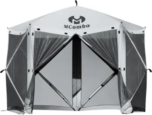 MCombo 10x10ft 5-Sided Pop-Up Gazebo Tent Only, Screened Outdoor Shelter with Netting, Quick Setup Patio Pavilion, No Wind Panels Included, 1024 (Silver Gray, 10x10ft Pop-Up Gazebo Tent Only)