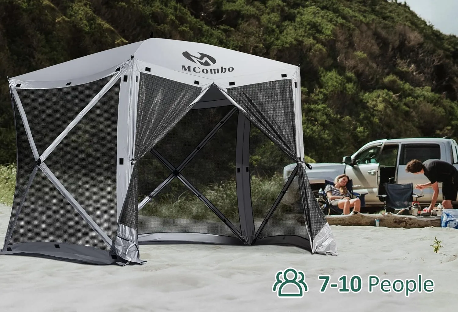 MCombo 10x10ft 5-Sided Pop-Up Gazebo Tent Only, Screened Outdoor Shelter with Netting, Quick Setup Patio Pavilion, No Wind Panels Included, 1024 (Silver Gray, 10x10ft Pop-Up Gazebo Tent Only)