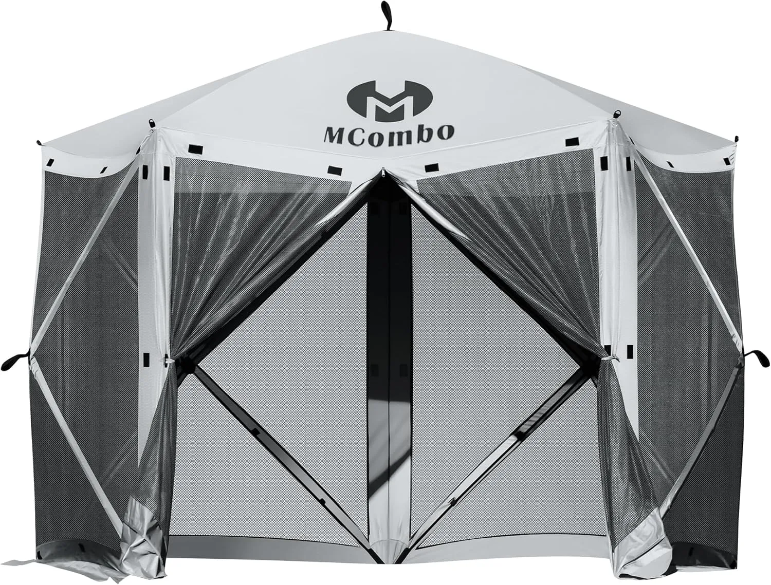 MCombo 10x10ft 5-Sided Pop-Up Gazebo Tent Only, Screened Outdoor Shelter with Netting, Quick Setup Patio Pavilion, No Wind Panels Included, 1024 (Silver Gray, 10x10ft Pop-Up Gazebo Tent Only)