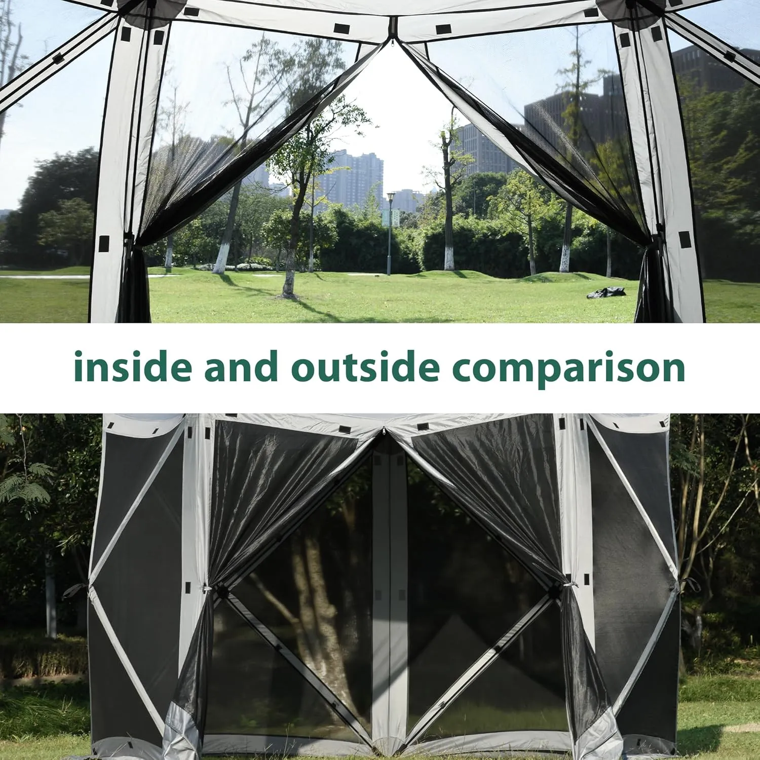 MCombo 10x10ft 5-Sided Pop-Up Gazebo Tent Only, Screened Outdoor Shelter with Netting, Quick Setup Patio Pavilion, No Wind Panels Included, 1024 (Silver Gray, 10x10ft Pop-Up Gazebo Tent Only)