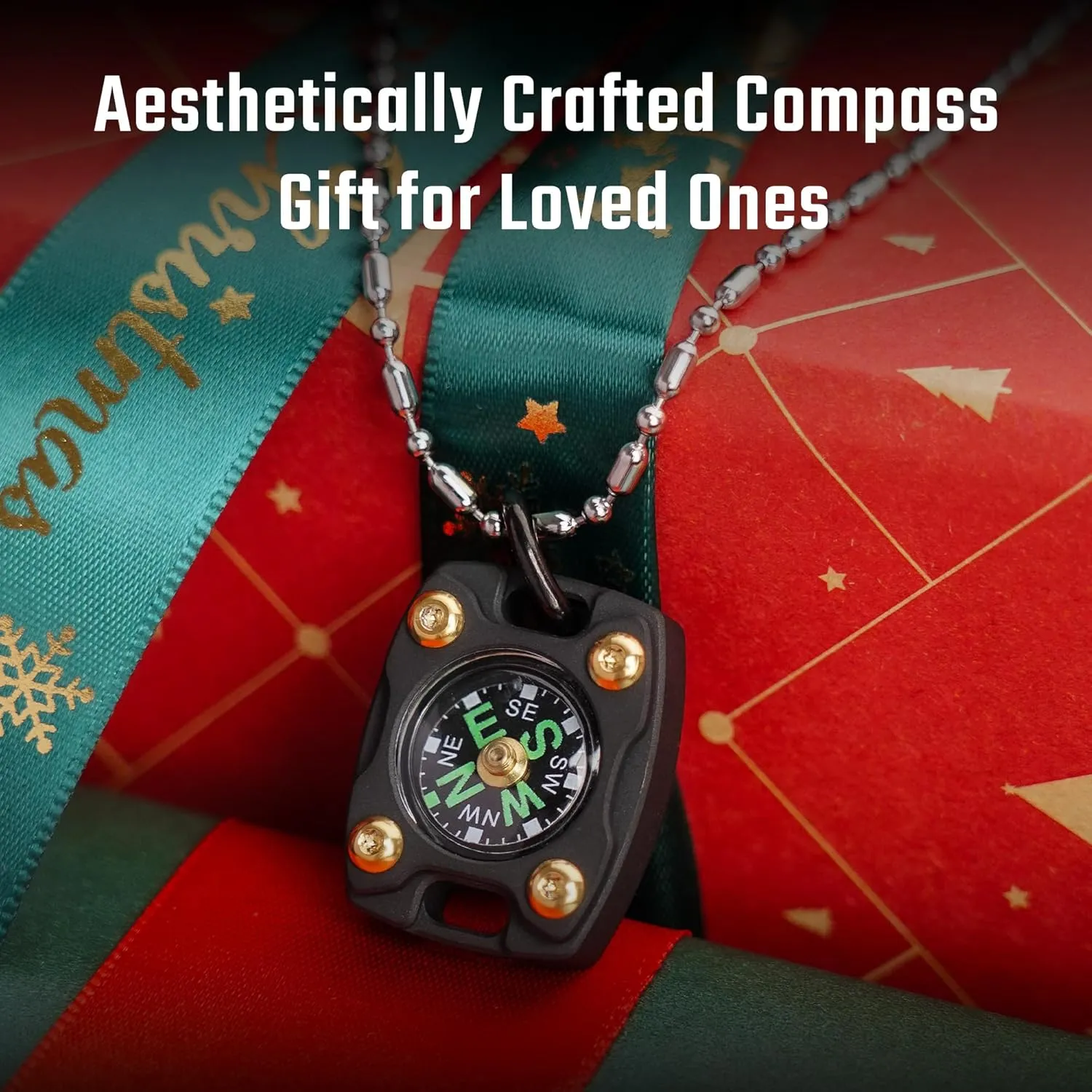 MecArmy CMP/CMP2 Mini Compass- Meaningful Graduation Birthday Gifts for Men Women, EDC Titanium/Brass/Copper Pocket Compass for Hiking SurvivaI, IPX5 Waterproof, Glow in The Dark, Necklace Pendant