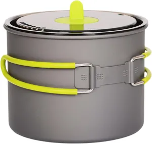 Metal Alloy Camping Cook Pots Outdoor Camping Cookware With Lid And Folding Handle Portable Cooking Pots Cookware