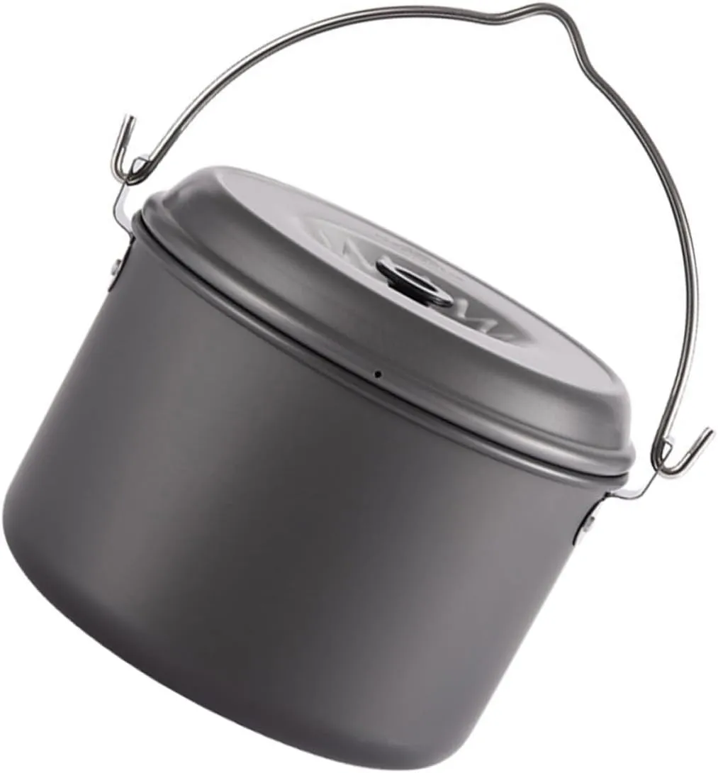 Milisten 1Pc Durable Camping Pot with Folding Handle Lightweight Outdoor Cooking Pot for Hiking Backpacking and Picnics Non Stick Easy to Clean Resistant Cookware
