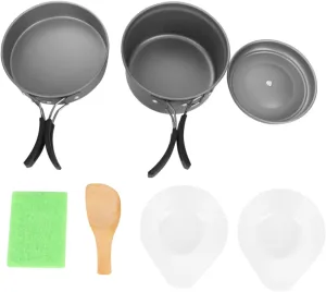 Milisten Portable Camping Cookware Kit Lightweight Cookset with Pot Pan Bowls and Utensils for Hiking and Backpacking Outdoor Cooking Equipment with Storage Bag