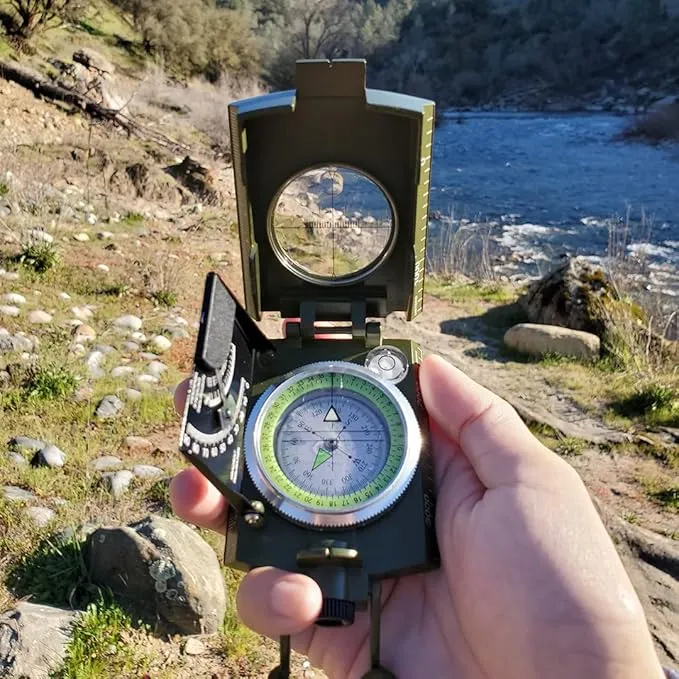 Military Compass with Fatwood Fire Starter for Backpacking and Survival