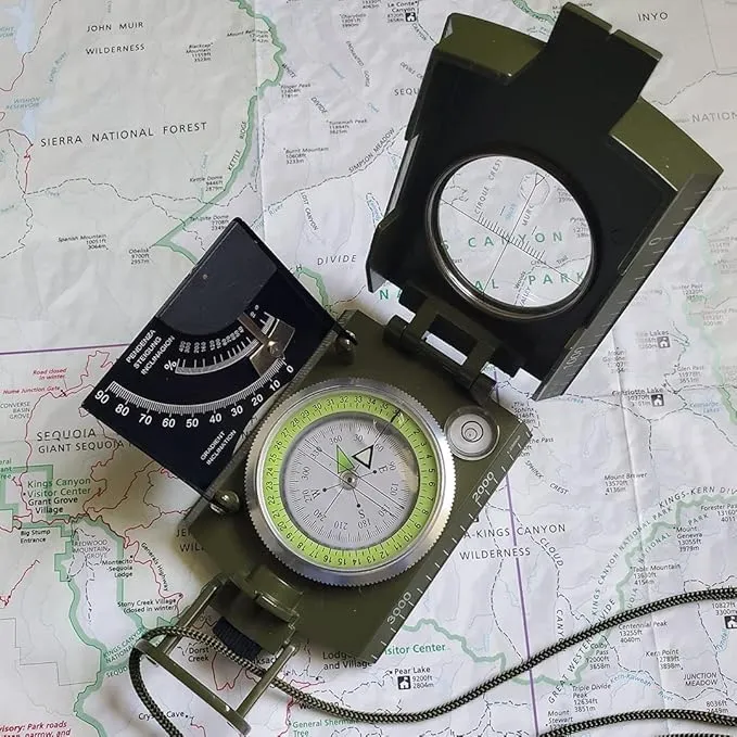 Military Compass with Fatwood Fire Starter for Backpacking and Survival