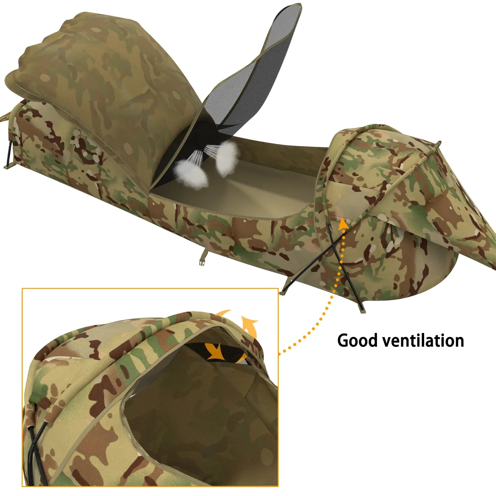 Military Hideaway Bivy Cover – Compact Hooped Tent for Modular Sleeping Bag with Mosquito Net