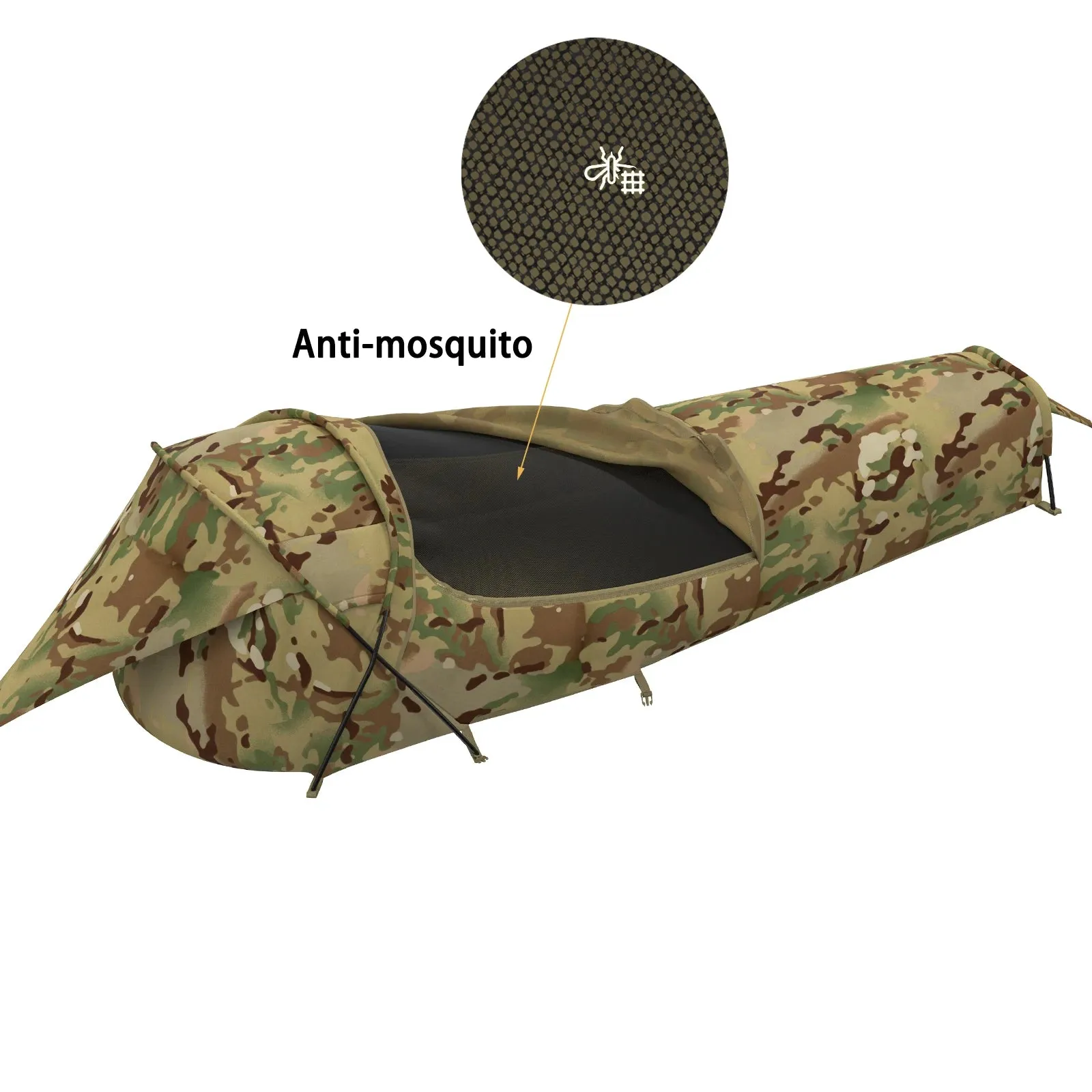 Military Hideaway Bivy Cover – Compact Hooped Tent for Modular Sleeping Bag with Mosquito Net