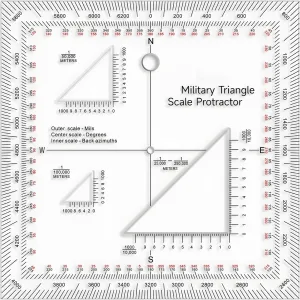 Military Protractor Ruler for Navigation, Utm Mgrs Scale for Map Reading, Navigation Device, Tactical Grid Reference Guide for Outdoor Activities