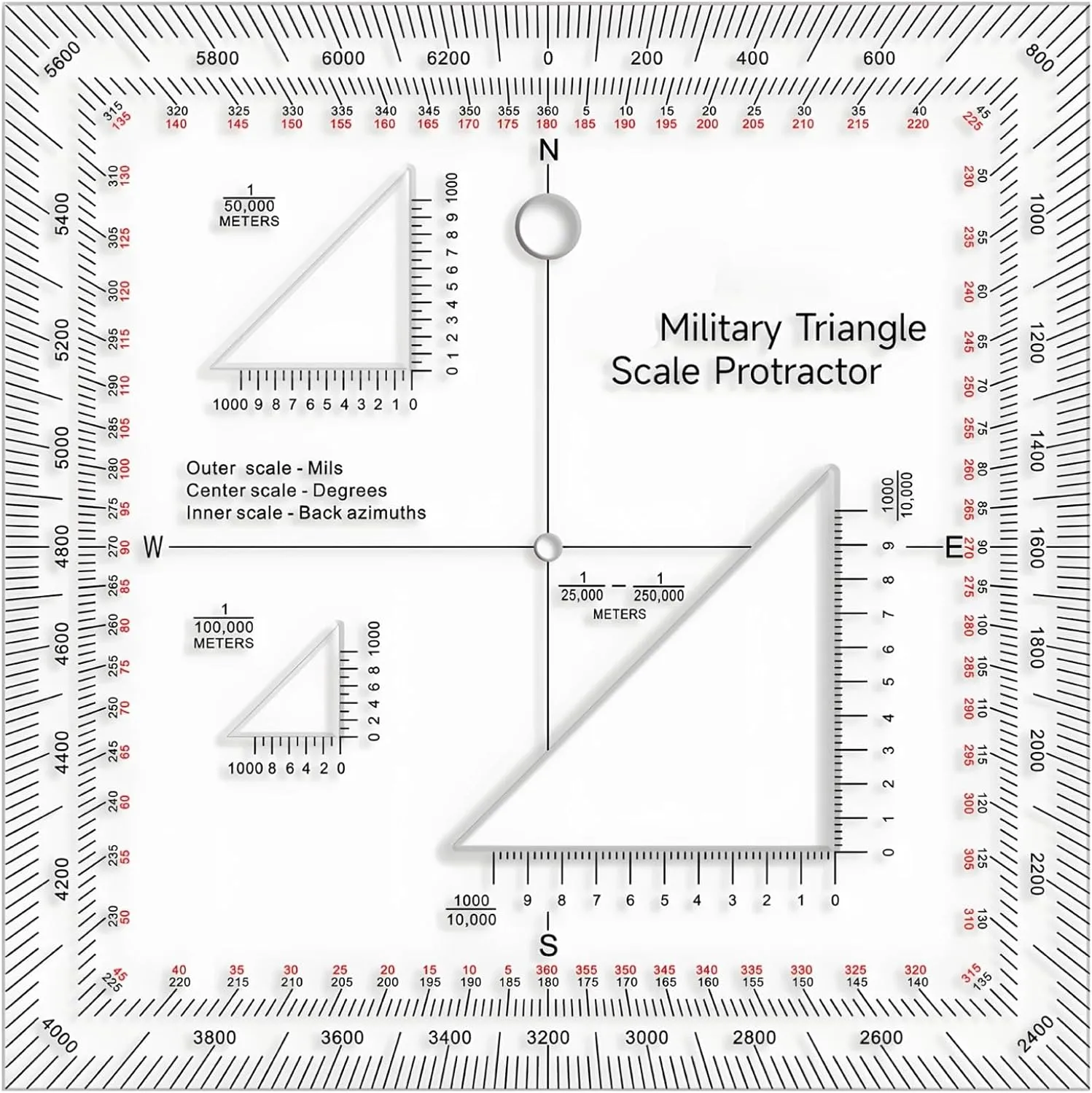 Military Protractor Ruler for Navigation, Utm Mgrs Scale for Map Reading, Navigation Device, Tactical Grid Reference Guide for Outdoor Activities