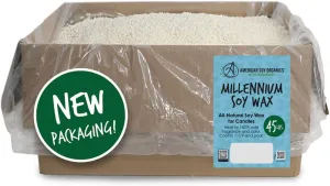 Millennium Soy Wax Beads for Candle Making - Natural Candle Making Supplies - Paraffin-Free, Beeswax-Free Candle Wax for Container Candles, Tealights and Wax Melts, 45 lbs