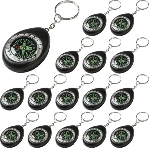 Mini Compass Set of 20, Lightweight Outdoor Navigation Tools with Metal Ring for Hiking, Camping & Survival Kits (1.54 X 2.09 X 0.59 Inches)