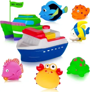 Mold Free Baby Bath Toys - Infant Baby Toys 6-12 12-18 Months - Water Table Toys Pool Toys Fish Bathtub Toys for Toddler 1-3 - Valentines Day Gifts for Boys Girls Easter Basket Stuffers Toy Boats