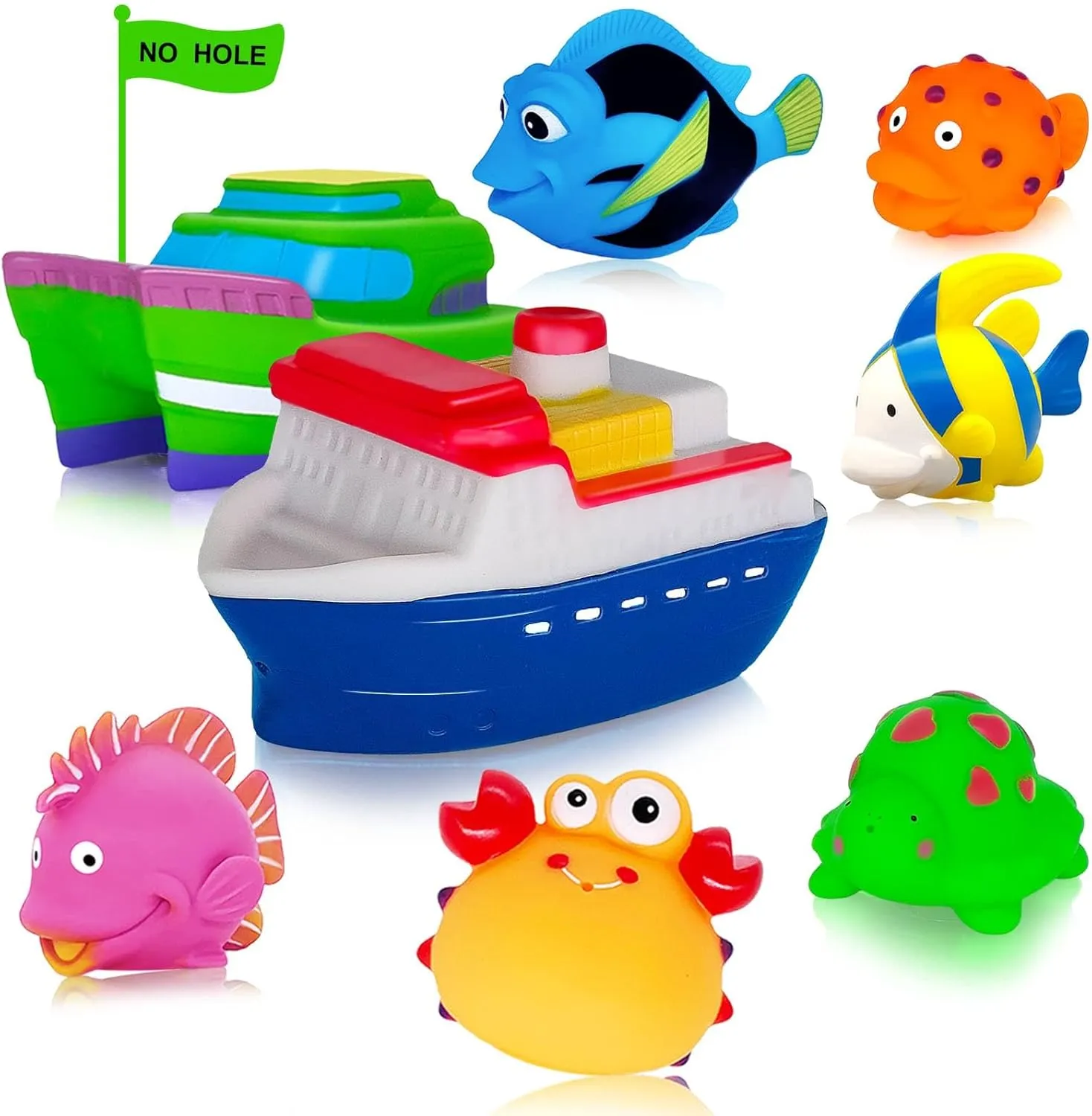 Mold Free Baby Bath Toys - Infant Baby Toys 6-12 12-18 Months - Water Table Toys Pool Toys Fish Bathtub Toys for Toddler 1-3 - Valentines Day Gifts for Boys Girls Easter Basket Stuffers Toy Boats