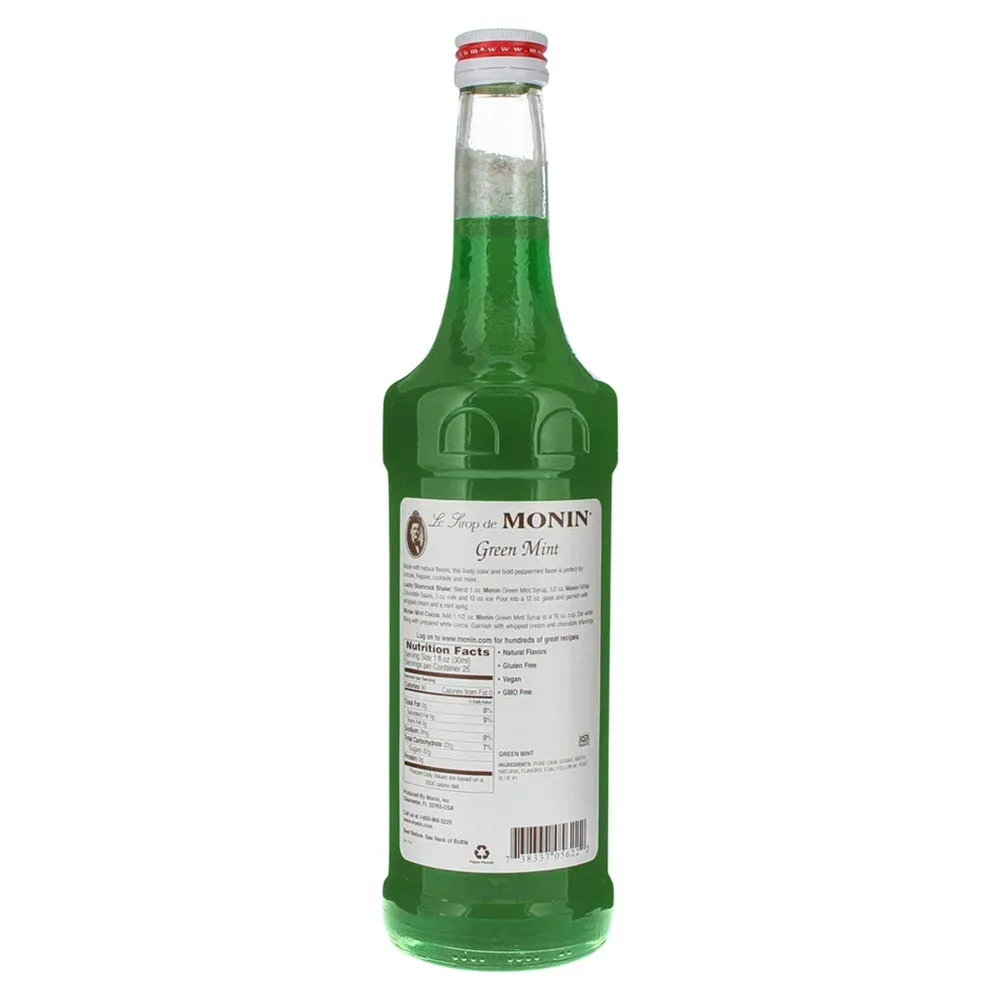 Monin - Green Mint Syrup, Bold Peppermint Coolness, Natural Flavors, Great for Smoothies, Sodas, Cocktails, and Teas, Non-GMO, Gluten-Free (750 ml)