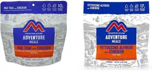 Mountain House Pad Thai with Chicken | Freeze Dried Backpacking & Camping Food |2 Servings | Gluten-Free & Fettuccine Alfredo with Chicken | Freeze Dried Backpacking & Camping Food | 2-Servings