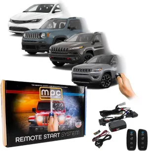 MPC Remote Start Kit Compatible with Jeep Renegade & Chrysler 200 15-17 || Jeep Cherokee 2014-2018 || Jeep Compass 2017-2018 || with (2) 2-Way Remotes Long Range || USA Tech Support