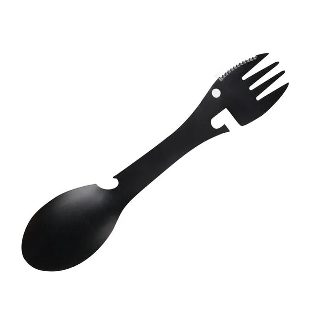 Multifunctional Camping Cookware Spoon Fork Bottle Opener Portable Tool Safety & Survival Durable Stainless Steel Fork