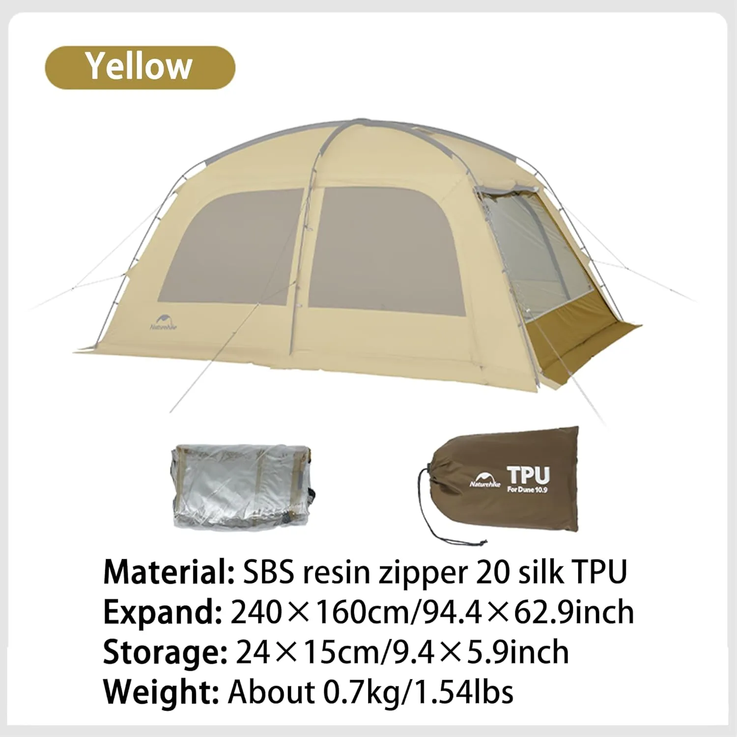 Naturehike7.6 Double Person 4-Seasons Camping Tent, UPF50  Sun Protection Tent with 7001 Aluminum Alloy Poles, PU2000mm  Waterproof Tent for Outdoor Camping,Picnic
