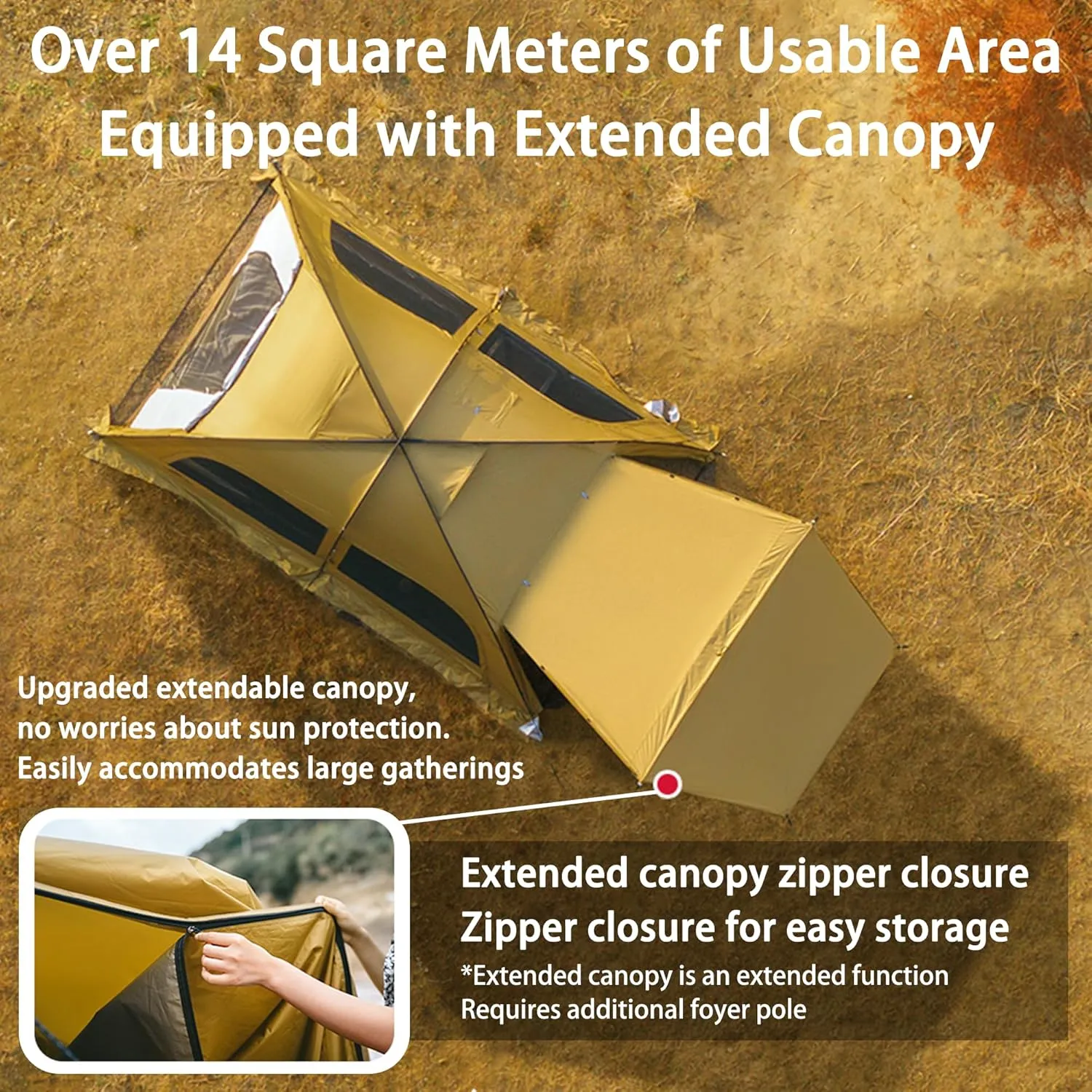 Naturehike7.6 Double Person 4-Seasons Camping Tent, UPF50  Sun Protection Tent with 7001 Aluminum Alloy Poles, PU2000mm  Waterproof Tent for Outdoor Camping,Picnic